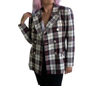 Vintage linen plaid relaxed fit jacket Blazer size 12
